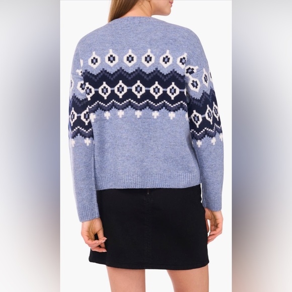 Vince Camuto Women’s Fair Isle Sweater in Denim Heather| Size: XL/16 - Picture 2 of 4
